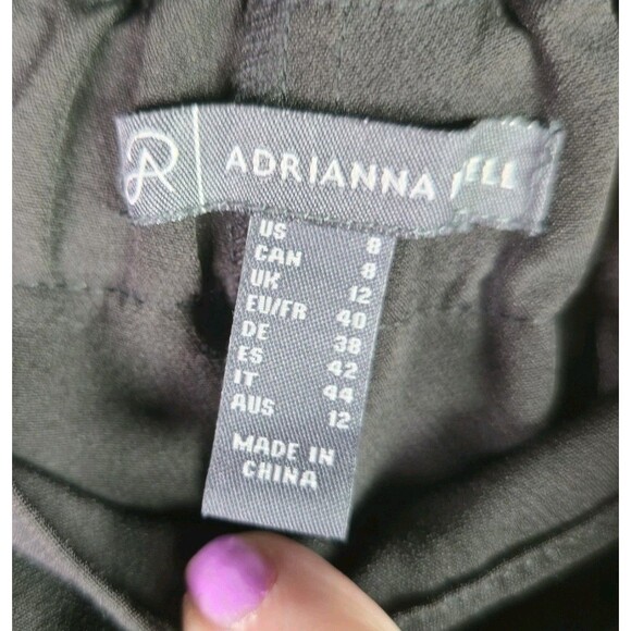 Adrianna Papell Black Paper Bag Wide Leg Pants Tie Waist Office Core Workwear - Picture 10 of 13